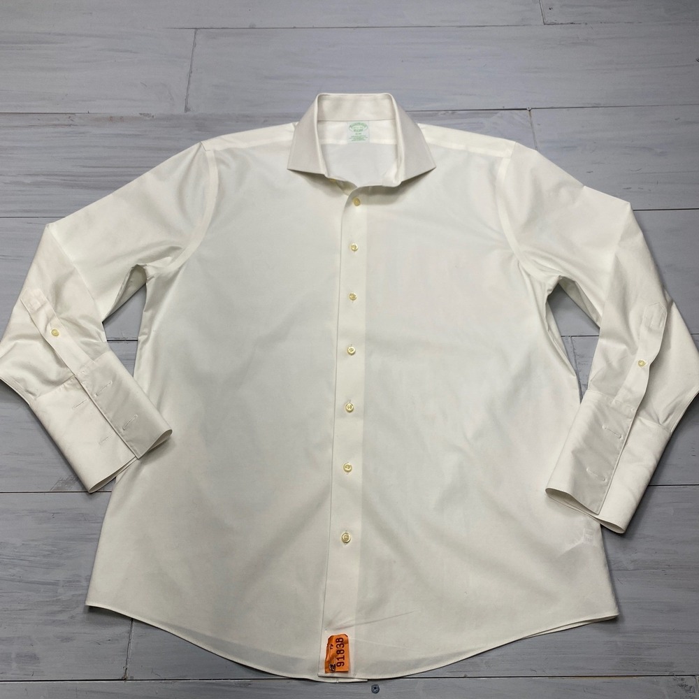 Brooks Brothers Dress Shirt Mens 16.5 32 White Slim Non-Iron French Cuff Shirt